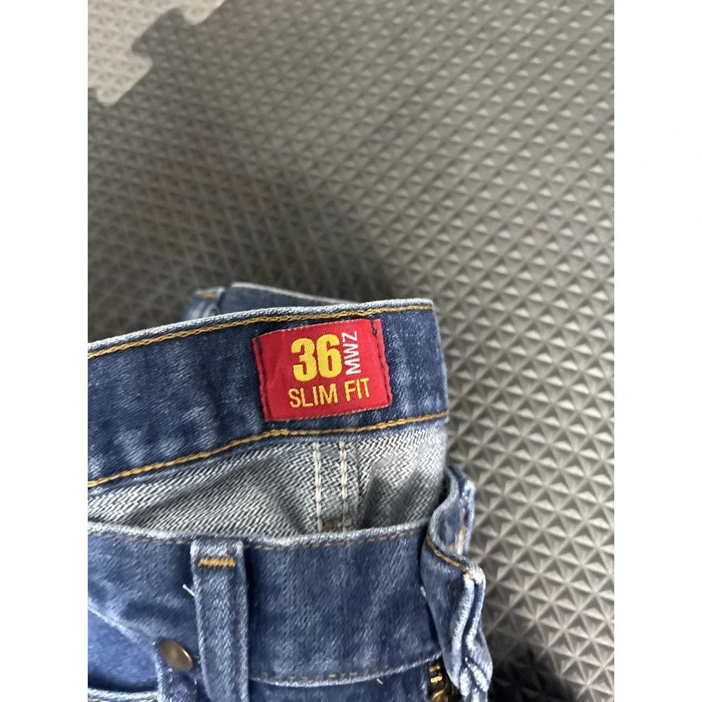 Wrangler Men's 36 Slim Fit Blue Denim Jeans Classic Western Workwear